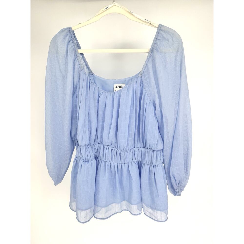 NEW Arula Altar'd State XL Light Blue Babydoll Peplum Top Romantic Princess